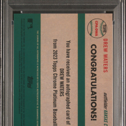 2023 Topps Chrome Platinum Anniversary Auto Drew Waters Superfractor 1/1 PSA 7