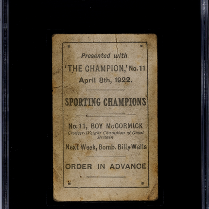 1922 Sporting Champions Boy Mccormick #11 SGC 1.5