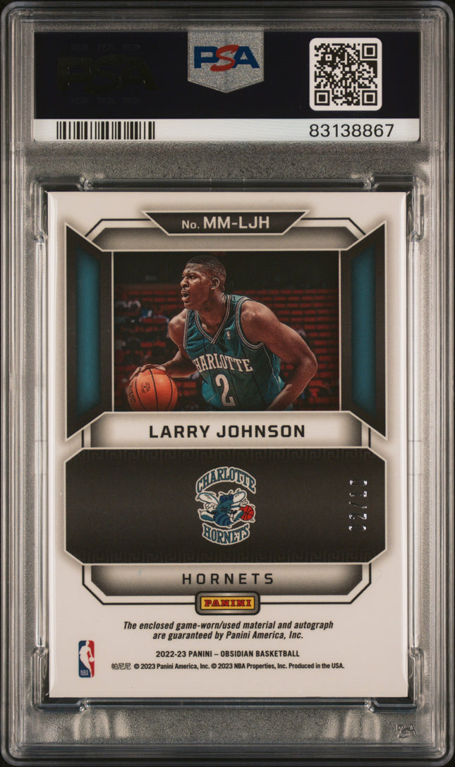 2022 Panini Obsidian Matrix Auto Larry Johnson #MMLJH Yellow Flood PSA 8 /10