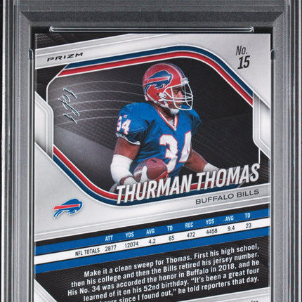 2025 Panini Prizm Black Thurman Thomas #15 Autograph Nebula Fotl 1/1 PSA 9 Auto