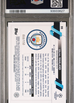 2022 Topps UEFA Club Erling Haaland #99 Black & White Icy Foil PSA 10
