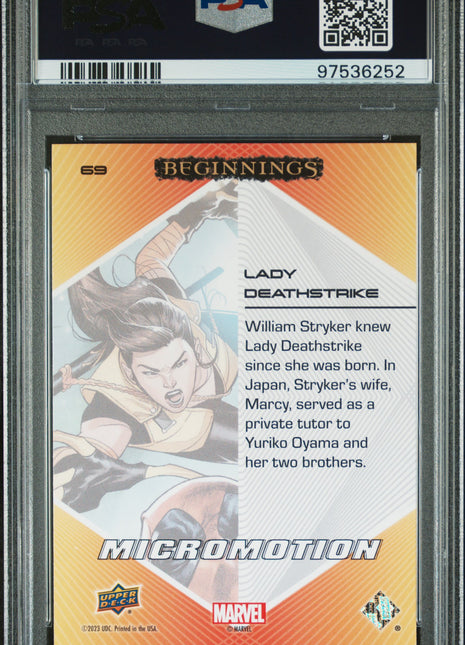 2024 Upper Deck Marvel Beginnings Micro Motion Lady Deathstrike #69 PSA 10