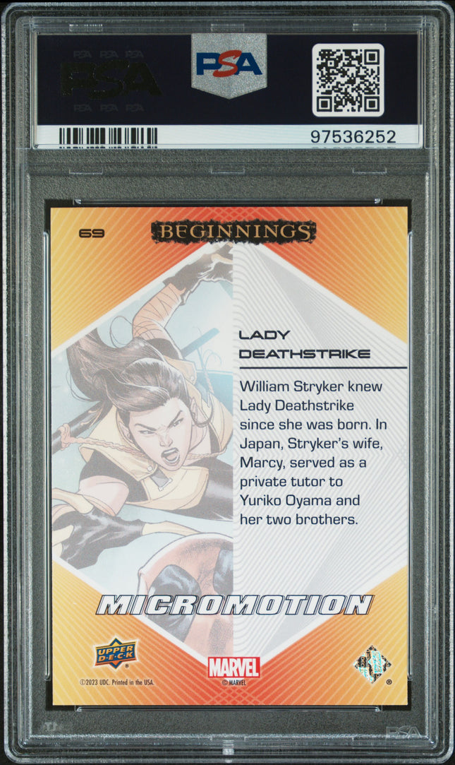 2024 Upper Deck Marvel Beginnings Micro Motion Lady Deathstrike #69 PSA 10