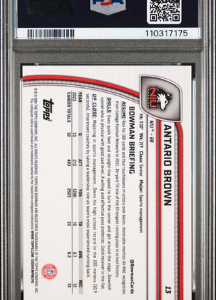 2024 Bowman University Chrome Antario Brown #13 Red Refractor PSA 10