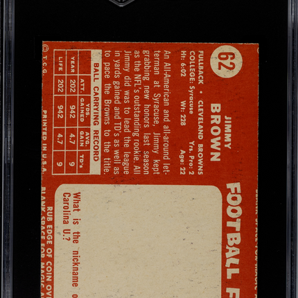 1958 Topps Jimmy Brown #62 SGC 2.5