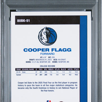 2025 Topps 1980-81 Topps Basketball Cooper Flagg #80BK-51 PSA 9