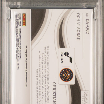 2022 Panini Immaculate Dual Auto Christian Braun Ochai Agbaji #DAOCC 03/49 PSA 9