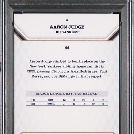 2025 Topps MLB MVP Collection Aaron Judge #44 Purple Foil 31/75 PSA 10