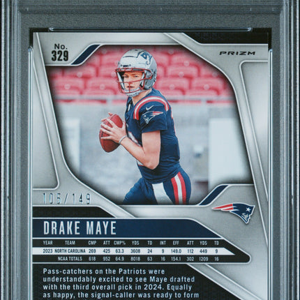 2024 Panini Prizm Drake Maye #329 Red Wave PSA 9 /149