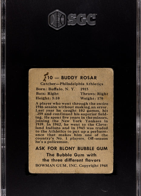 1948 Bowman Buddy Rosar #10 SGC 2