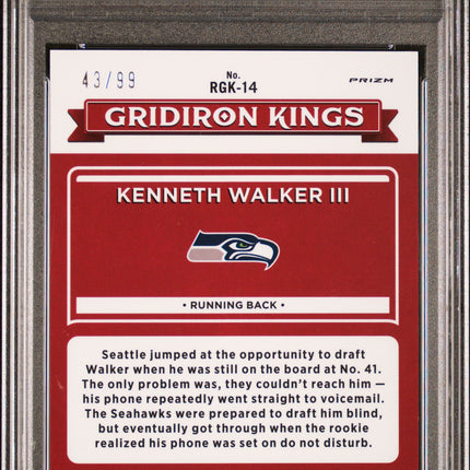 2022 Donruss Optic Rookie Gridiron Kings Kenneth Walker #RGK14 Auto PSA 10 /99
