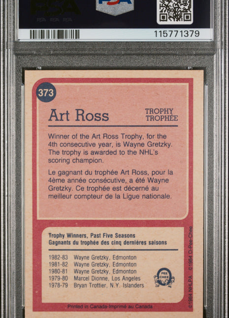 1984 O-Pee-Chee Wayne Gretzky #373 Art Ross Trophy PSA 10