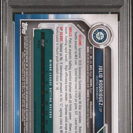2019 Bowman Chrome Julio Rodriguez #JRO Purple Refractor 199/250 PSA 9 Auto
