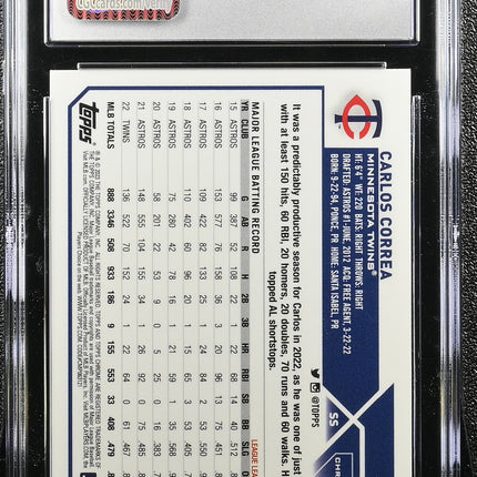 2023 Topps Chrome Carlos Correa #140 Orange Wave Refractor CGC 10 /25