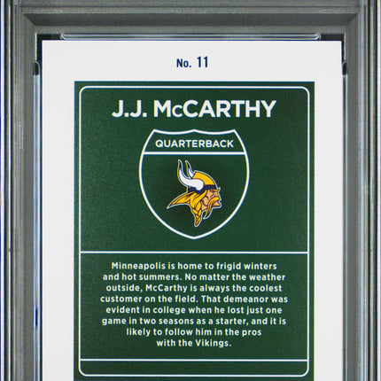 2024 Panini Donruss Downtown! JJ Mccarthy #11 PSA 10