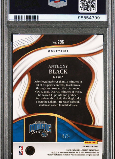 2023 Panini Select Anthony Black #296 Green Disco PSA 9