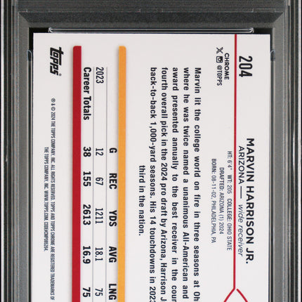 2024 Topps Chrome Marvin Harrison JR. #204 PSA 9