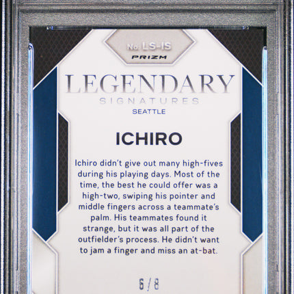 2024 Panini Prizm Legendary Signatures Ichiro #LSIS Blue Shim Fotl PSA 10