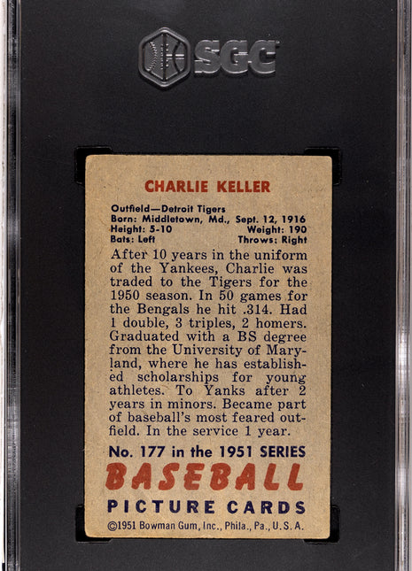 1951 Bowman Charlie Keller #177 SGC 3