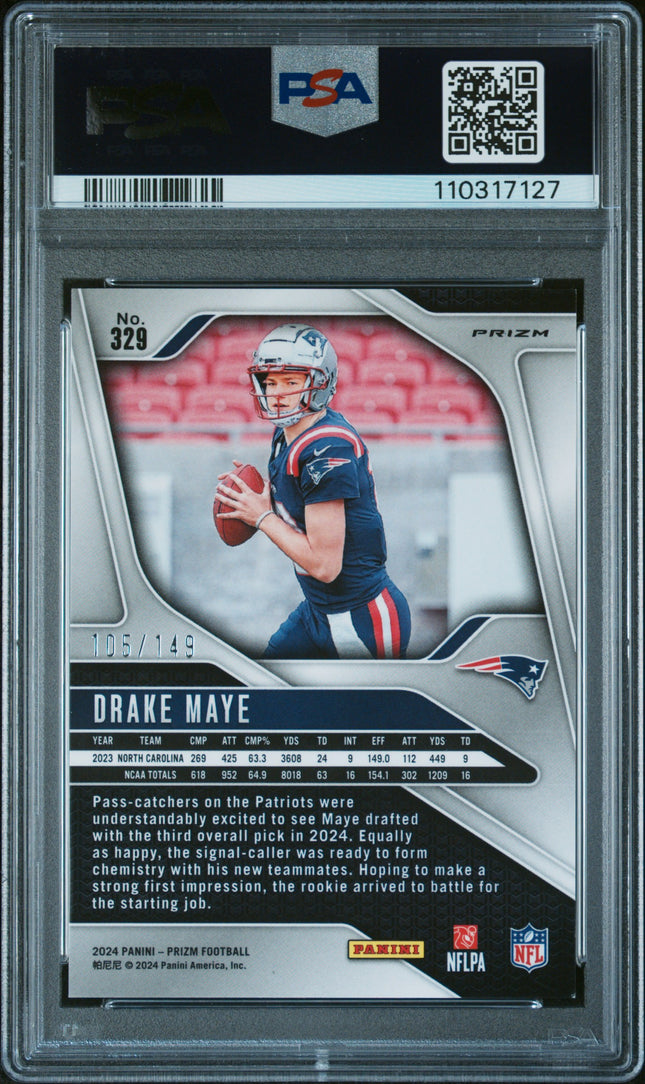 2024 Panini Prizm Drake Maye #329 Red Wave PSA 9