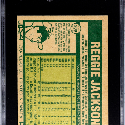 1977 O-Pee-Chee Reggie Jackson #200 SGC 7