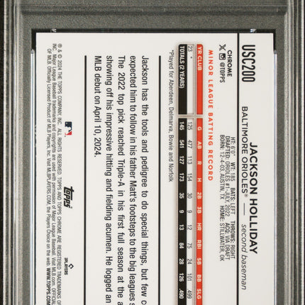 2024 Topps Chrome Update Jackson Holliday #USC200 Magenta Refractor /399 PSA 10