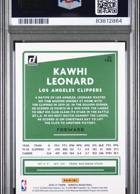 2020 Panini Donruss Kawhi Leonard #146 Choice Gold PSA 9