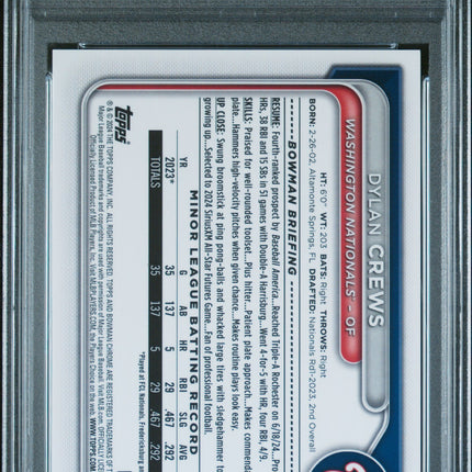 2024 Bowman Draft Dylan Crews #BDC125 Chrome Orange Refractor PSA 9 /25