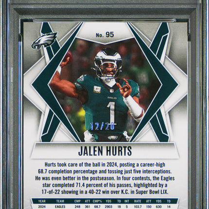 2025 Panini Phoenix Jalen Hurts #95 Orange Seismic PSA 9 12/20