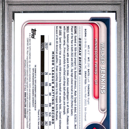 2024 Bowman Chrome Prospect Autographs Walker Jenkins #CPAWJ PSA 10 Auto