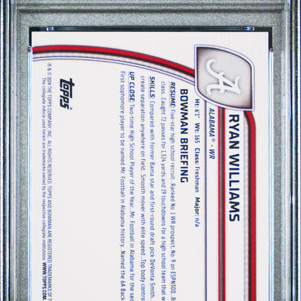 2024 Bowman University Chrome Sapphire Ryan Williams #53 Yellow PSA 9 /75