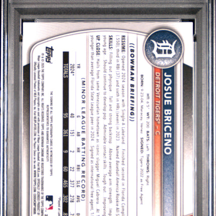 2025 Bowman Chrome Autographs Josue Briceno #CPAJB Popcorn PSA 8 Auto /5