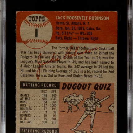 1953 Topps Jackie Robinson #1 SGC 3.5