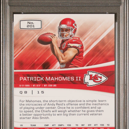 2017 Panini Rookies & Stars Patrick Mahomes II #201 PSA 10