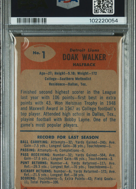1955 Bowman Doak Walker #1 PSA 3