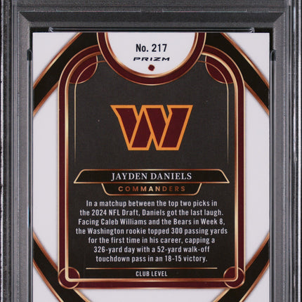 2024 Panini Select Jayden Daniels #217 Zebra Shock PSA 10