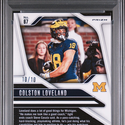 2025 Panini Prizm Draft Picks Colston Loveland #67 Gold /10 PSA 9