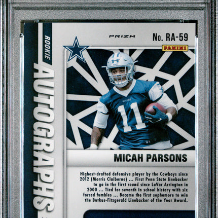 2021 Panini Mosaic Rookie Autographs Mosaic Micah Parsons #RA59 PSA 9