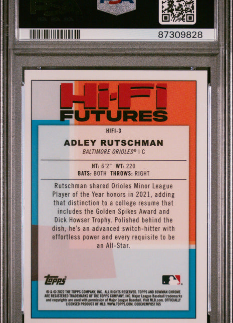 2022 Bowman Chrome Hi-Fi Futures Adley Rutschma Orange Refractor /25 PSA 9