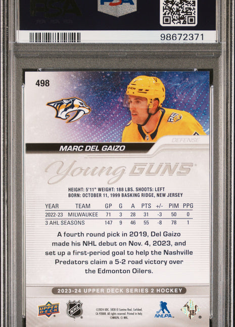 2023 Upper Deck Marc Del Gaizo #498 Outburst PSA 7