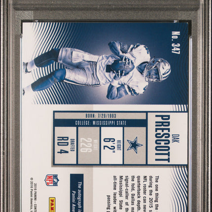 2016 Contenders Dak Prescott #347 Auto Cracked Ice Ticket /24 PSA 7 Auto 8