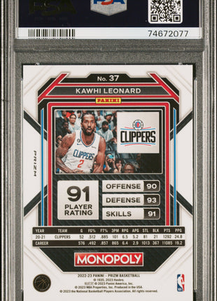 2022 Panini Prizm Monopoly Kawhi Leonard #37 PSA 10 Go Space