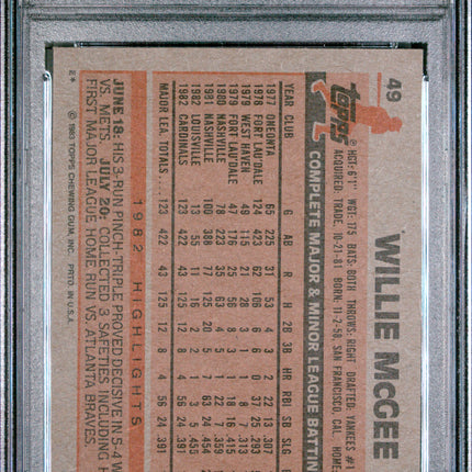1983 Topps Willie McGee #49 PSA 7
