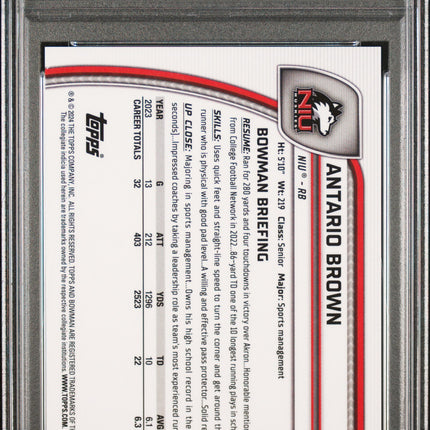 2024 Bowman University Chrome Antario Brown #13 Red Refractor PSA 10 /5