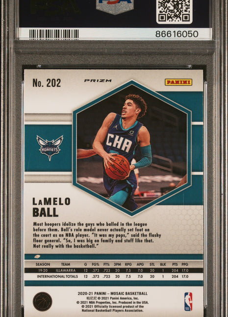2020 Panini Mosaic Lamelo Ball #202 Reactive Orange PSA 9