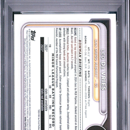 2024 Bowman Mega Box Chrome Prospects Leo De Vries #179 PSA 9