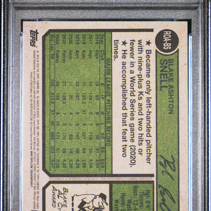 2023 Topps Heritage Real One Blake Snell #ROABS Red Ink /74 PSA 9 Auto