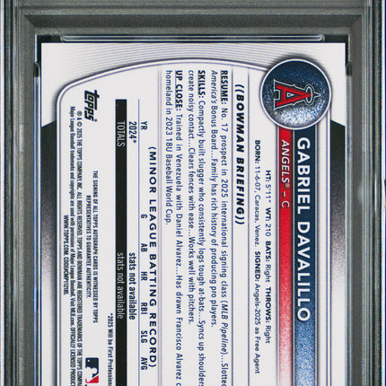 2025 Bowman Chrome Auto Gabriel Davalillo #CPAGD Orange Wave 16/25 PSA 9