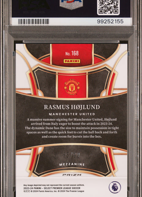 2023-24 Panini Select Premier League Rasmus Hojlund #168 Pink PSA 10