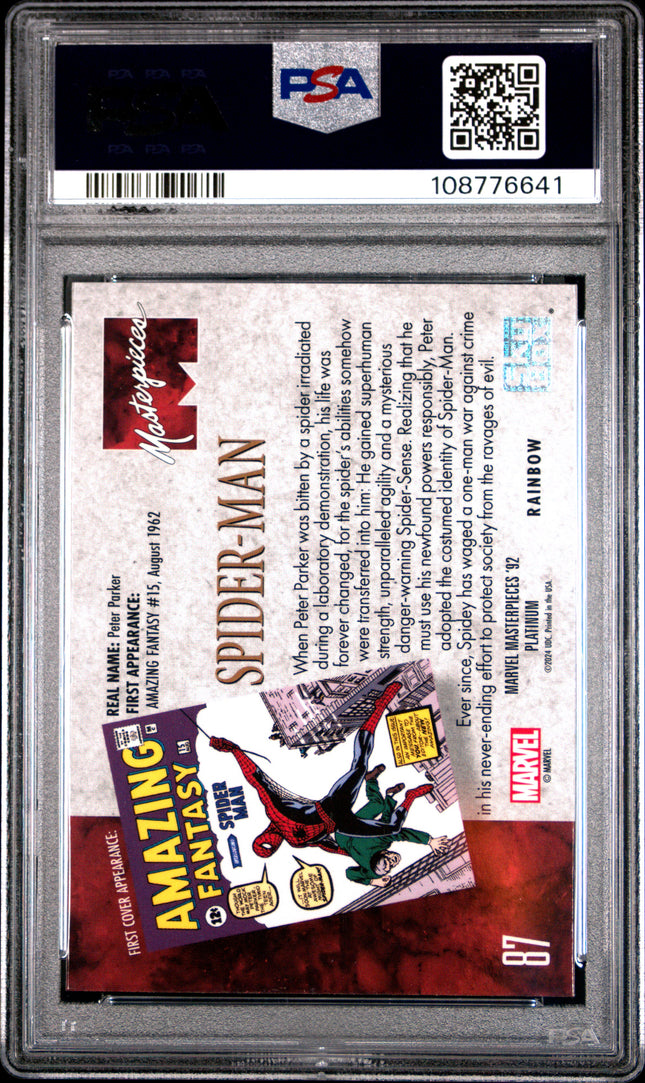2024 Upper Deck Marvel Masterpieces '92 Platinum Spider-Man #87 PSA 10